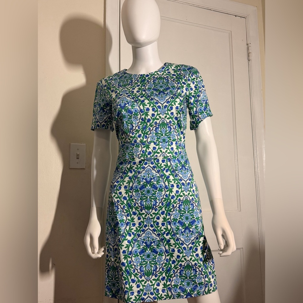 Boden Blue and Green Patterned Midi Dress